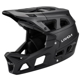 Lixada Adult Bike Helmet, Full Face Mountain Bike Helmet Lightweight Bicycle Helmet with Pads & Visor, Comfort Cycling Helmet Racing Downhill MTB Helmet for Men Women