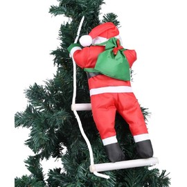 Santa Claus Climbing on Rope Ladder Christmas Ornament for Christmas Tree Party Home Door Wall Decoration