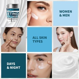 Collagen Retinol Cream for Face Unscented with Hyaluronic Acid Day & Night Moisturizer Face Cream Skin Tightening Cream for Face & Neck Cream Lifting & Recovery Rapid Wrinkles Repair 1.7 Oz