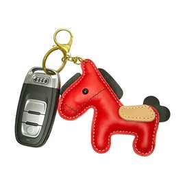 [Yocipa] Cute Genuine Leather Horse Keychain with Horse Design Charm Leather Key Chain Bag Charm Car Key Ring Bag Charm for Bag Keyring Accessories, blue (dark)