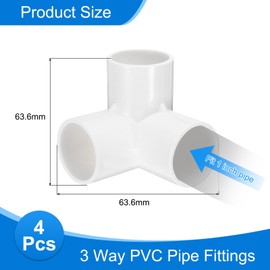sourcing map 3 Way PVC Pipe Fittings, 1 Inch Furniture Grade Elbow Pipe Connector, 90 Degree PVC Elbow Side Outlet Fittings for Build PVC Furniture DIY Garden Shelves (4 Pack), White