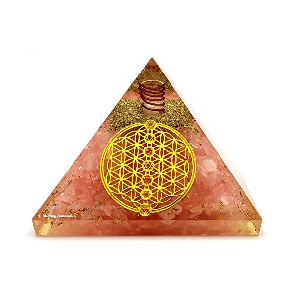 Amazing Gemstone Rose Quartz Orgone Pyramid for Love Vibes, EMF