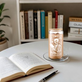 ACLZDXWZ Book Lovers Gifts Idea, Librarian Appreciation Gifts Book Club Gifts for Readers, Book Themed Gifts for Readers, Bookish, Bookaholics, Bookworm, 16oz Drinking Glass Cups with Lids Straws