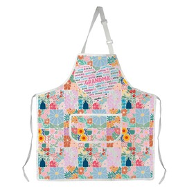 WSNANG Grandma's Kitchen Chef Apron Boho Flower Gift Grandma Apron Grandma Appreciation Gifts (CA GRANDMA Apron)