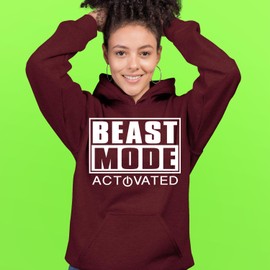 Hoodie Activated Beast Mode Adult X-Large Maroon