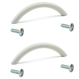 cyclingcolors 2 x Furniture Handles 128 mm Shiny Steel White with Screws Metal Kitchen Handles Door Handle