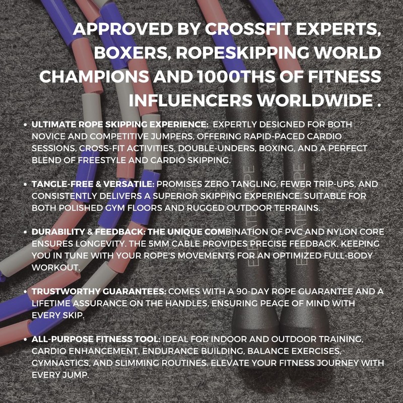 Elevate Rope Professional Beaded Skipping Rope - 3 m Adjustable,