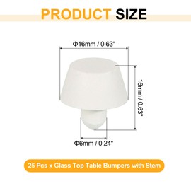 sourcing map 25Pcs Boat Shape Glass Top Table Bumpers with Stem, Soft Rubber Grippers Anti Slip Pads for 6mm Hole, Table Spacers Furniture Cabinet Pads Foot End Caps Covers Protectors, White