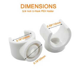 Litoexpe 3/4 Inch PEX Pipe Clamps, 20mm PVC Pipe Holder, Plastic U-Hook PEX Pipe Support Hangers, White PEX Water Pipe Clips, 20pcs PEX Tubing Clamp Tool