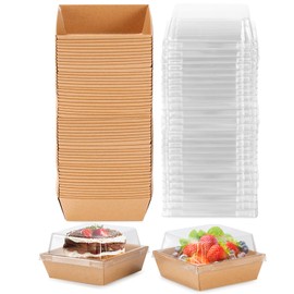 Cinccoke 100 Pack Charcuterie Boxes with Clear Lids, Mini Disposable Square Dessert Boxes 4x4 Inch Bakery Snack Boxes to Go Food Containers for Sandwich, Sushi, Donuts & Cake Slice