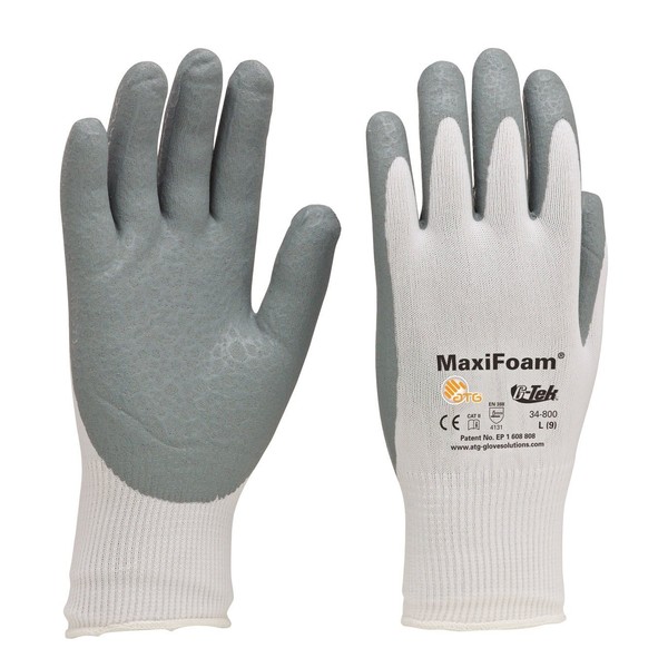 PIP 34-800/L MaxiFoam G-Tek Premium Nitrile Foam Coated Gloves LARGE (12 Pair)
