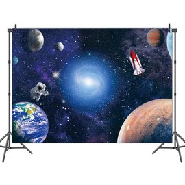 CGXINS 8x6ft Outer Space Photography Backdrop for Baby Kids Astronaut Birthday Party Decoration Universe Galaxy Stars Newborn Baby Shower Photo Background