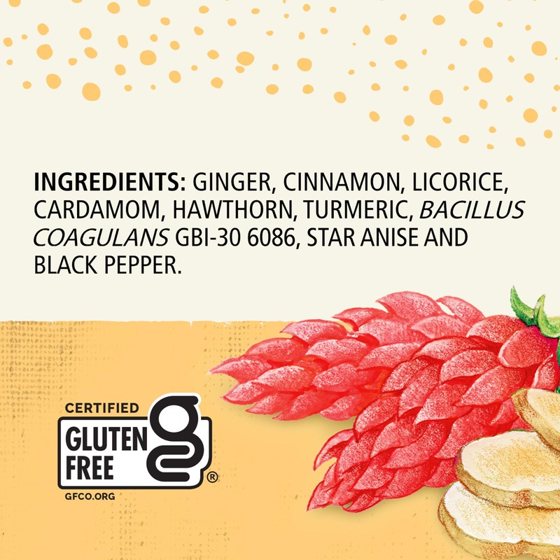 Celestial Seasonings Ginger + Probiotics Herbal Tea, Caffeine Free, 16