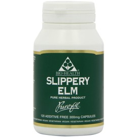Bio-Health Slippery Elm 300mg Pure Powdered Bark Food Supplement for General Health, Soothes Digestive Issues, Coughs and Sore Throats, Additive Free 120 Capsules