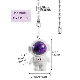 OMYZERO 12" Easy-Install Ceiling Fan Pull Chain Set with Decorative Pendant - Extender & Ball Chain Connector for Light Pull Chains, Ceiling Fan Hanging Ornament Accessories (Astronaut)
