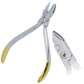 MuskalMed Dental L-Key Aderer Plier Three Prong Orthodontic Wire Bending Stainless Steel Gold Handle Instrument