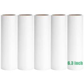 6.3 inch Lint Roller Refills Only, Extra Sticky Lint Remover Refills for Pet Hair Sticky Roller Refill Adhesive Tape Easy Peel 60 Sheets per Roll, Pack of 5, Total 300 Sheets (6.3'' Wide)