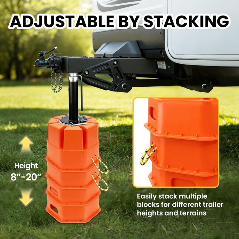 HOXWELL 8''High RV Trailer Jack Block with Handle, RV Stabilizer