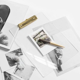 Wisyurt 2 Pack Acrylic Clipboard with Gold Clip, 8.8X12.2 A4 Letter Size, School and,