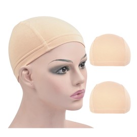 Pack of 2 Wigs Bamboo Fibre Wig Caps Elastic Breathable Wigs Liner Cap (Beige)