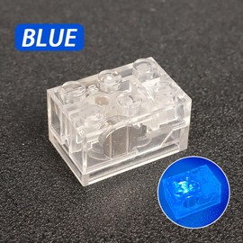 Lights Bricks, 10PCS 2x3 Classic Light Up Bricks Accessories Kits, Transparent LED Accessories Pack, Parts Pieces Building Blocks Set Toys (Blue)