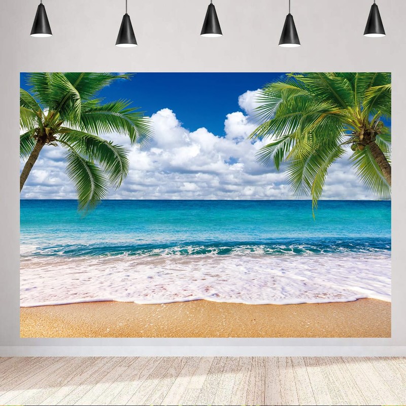 LYCGS 7X5ft Summer Backdrop Tropical Beach Background Blue Sea Backdrop