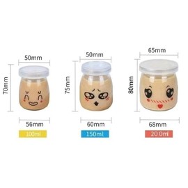 Flliberté 6 Glass Yoghurt Glasses with Lids Yoghurt Glasses for Yogurt Makers Thermomix Homemade Yoghurt Preparation (150 ml)