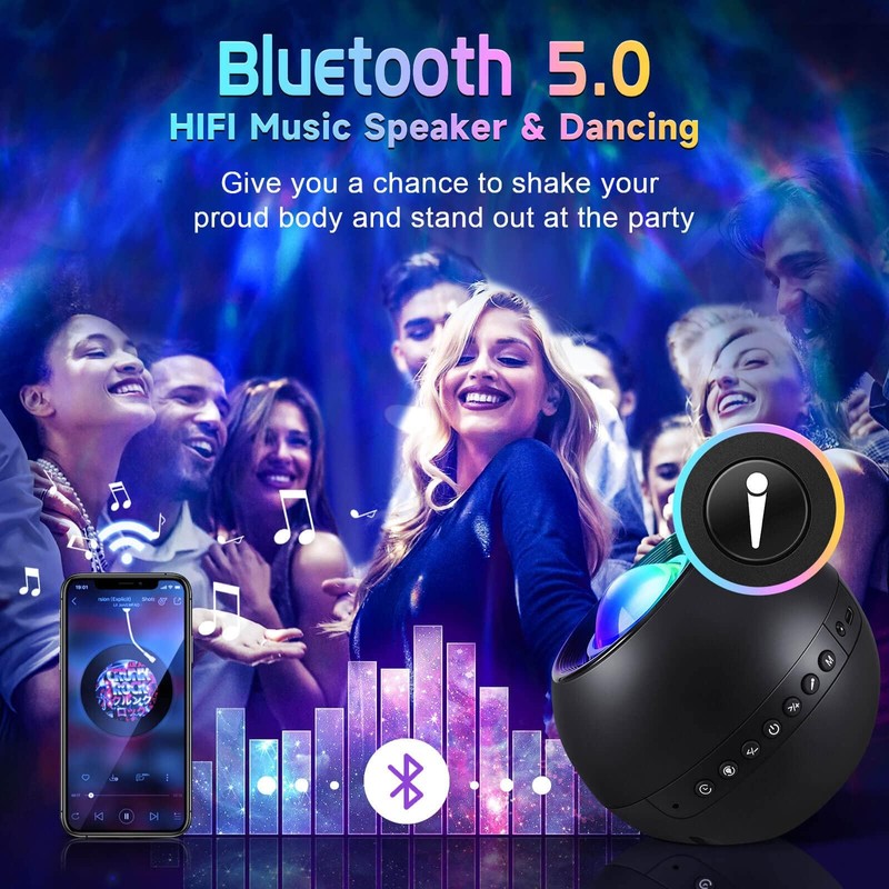 Galaxy Projector with HiFi Bluetooth Speaker & 15 White Noise