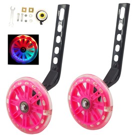 YJIA a Pair of Children's Bicycle Riding Flash Silent Training Wheels, Suitable for 12-20 inch Single Speed Bicycles … (pink11)
