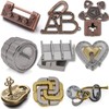 Wettarn 9 Pcs Metal Brain Teaser Puzzles Teaser 3D Steel