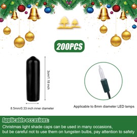 lasuroa 200pcs No Glow Caps for String Lights, Christmas Light Covers Suitable for 0.33 Inch Diameter LED Tubes Lights Glow Cap Lights-String Cap to Hide for Outdoor Yard Party Favor