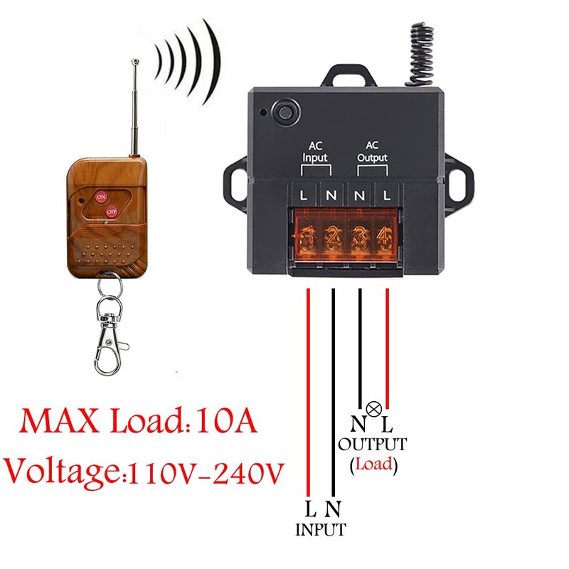 Wireless Light Switch and Receiver Kit, No in-Wall Wiring Required,Remote