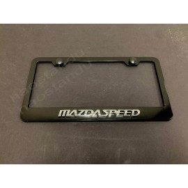 License Plate Frame Shop 1xMAZDASPEED 3D Emblem BLACK STAINLESS License Plate Frame RUST FREE + Screw Cap
