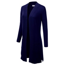 JJ Perfection Womens Casual Long Knit Cardigan Long Sleeve with Pockets Lightweight Open Front Sweater Jacket with Plus Size