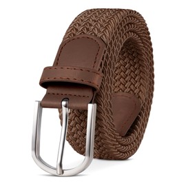 TANGCHAO Mens Belt,Elastic Braided Belt Unisex Men Women Braided Elastic Stretch Woven Belt 33mm(1.25") Multi Colours Brown 105