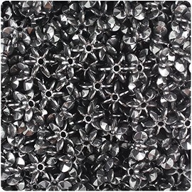 BeadTin Black Opaque 10mm Sunburst Plastic Craft Beads (450pcs)
