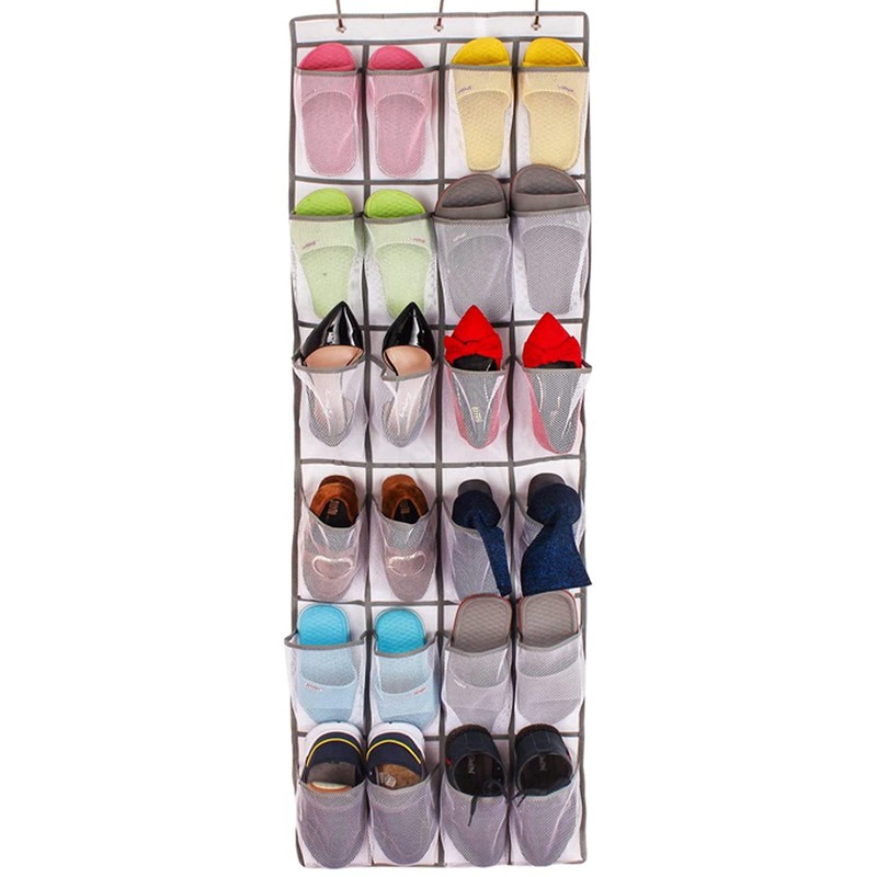 AMOS 24 Pair Mesh Pockets Over the Door Shoe Organiser