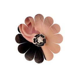 Punk Metal Flower Stud Earrings Gold Textured Flower Earrings Vintage Flower Earrings Fashion Shell Flower Stud Earrings Jewellery for Women and Girls, Alloy Steel, Cubic Zirconia