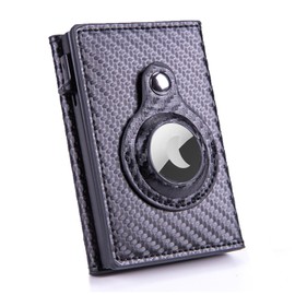 Airtag Men's Wallet, Magnetic Slim Wallet with RFID, Small Leather Wallet for Men with 7 Card Slots for Credit Cards & ID Cards, Black carbon, Modern