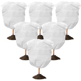 6 Pack Plant Covers Frost Protection Bag Winter Drawstring Plant Covers Winter Reusable Plants Jacket for Fruit Tree Shrub Potted Plants (39.5" x 39.5")