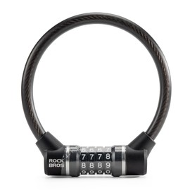 ROCKBROS Cable Lock Combination Bike Lock 4 Digit Mini Lock 11.4” Long Resettable Cable Lock Anti-Theft Accessories Black