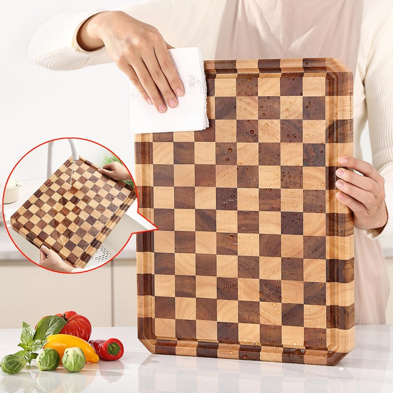 Acacia Wood Cutting Boards for Kitchen-Large Wooden Cutting Boards for