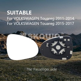 Passenger Side Mirror Replacement Glass for Volkswagen VW Touareg 2011-2017,Backing Plate Power Heated Right Side View Mirror Glass for Volkswagen VW Touareg 2011 2012 2013 2014 2015 2016 2017