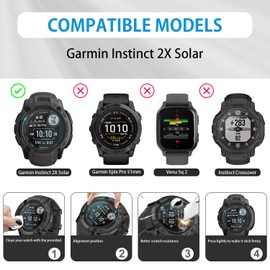 Diruite 4-Stück Displayschutz für Garmin Instinct 2X Solar Schutzfolie,HD Glas Anti-Kratzen Displayschutzfolie für Garmin Instinct 2X Solar Screen Protector[Anti-Öl,9H-Härte]