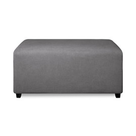 PureFit Super Stretch Soft Form Fit Ottoman Cover Rectangle - Ottoman Slipcovers for Foot Stool & Folding Storage Furniture for Living Room with Nonslip Elastic Bottom（Large, Gray）