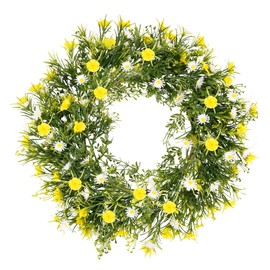 FPROOM 20" Spring Summer Wreath for Front Door,Decorate Your Spring with a Combination of Two Types of Leaves and Flowers Suitable for dfront Doors, Windows, fireplaces, farmhouses Decor.