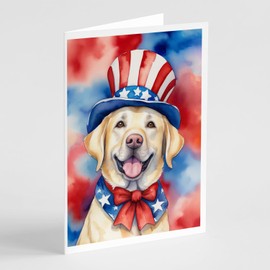 Caroline's Treasures Labrador Retriever Patriotic American Greeting Cards Pack of 8 Blank Cards with Envelopes Whimsical A7 Size 5x7 Blank Note Cards