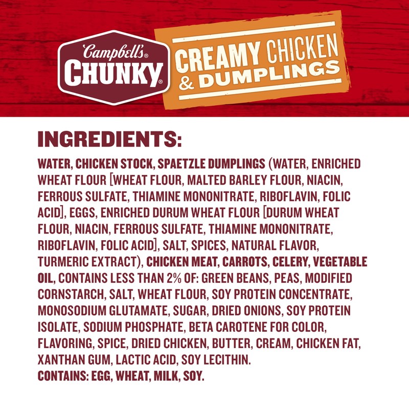 Campbell's Chunky Soup, Creamy Chicken and Dumplings Soup, 18.8 Oz