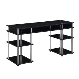 Convenience Concepts Designs2Go No-Tools 60-inch Deluxe Student Desk with Shelves in Black Wood