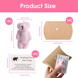 A Little Pocket Bear Hug, Pocket Hug Love Token Anti-Anxiety Tiny Teddy Sending You Thinking Of You Card Fun Worry Bear Cheer Up Get Well Soon Gifts for Friends Family Graduation Birthday (Pink)